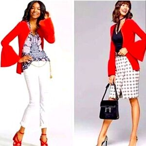 Cabi Red Bell Sleeve Sweater (Trumpet Cardi)